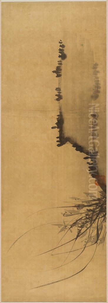 Orchids and Rocks Oil Painting by Heungseon Daewongun