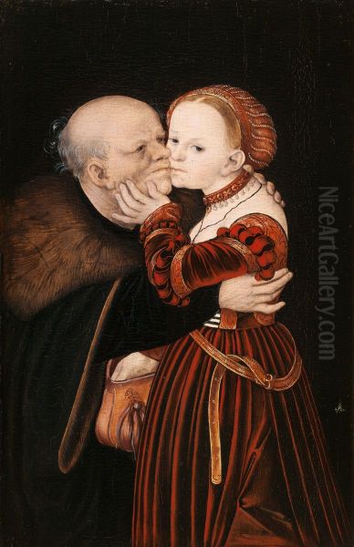 Ungleiches Paar / Der alte Narr Oil Painting by Lucas Cranach the Elder
