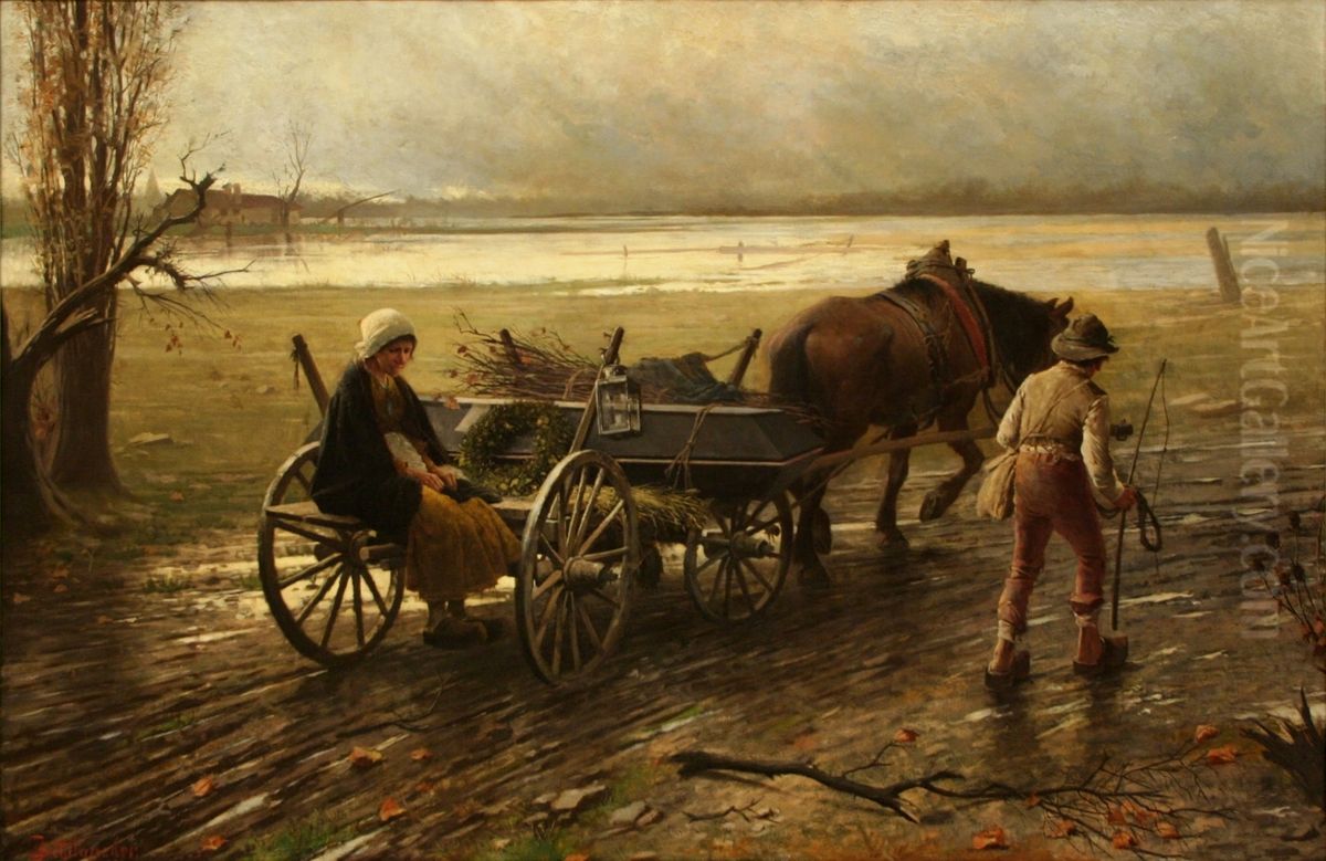 Gloomy Journey (Mournful Return) Oil Painting by Jakub Schikaneder