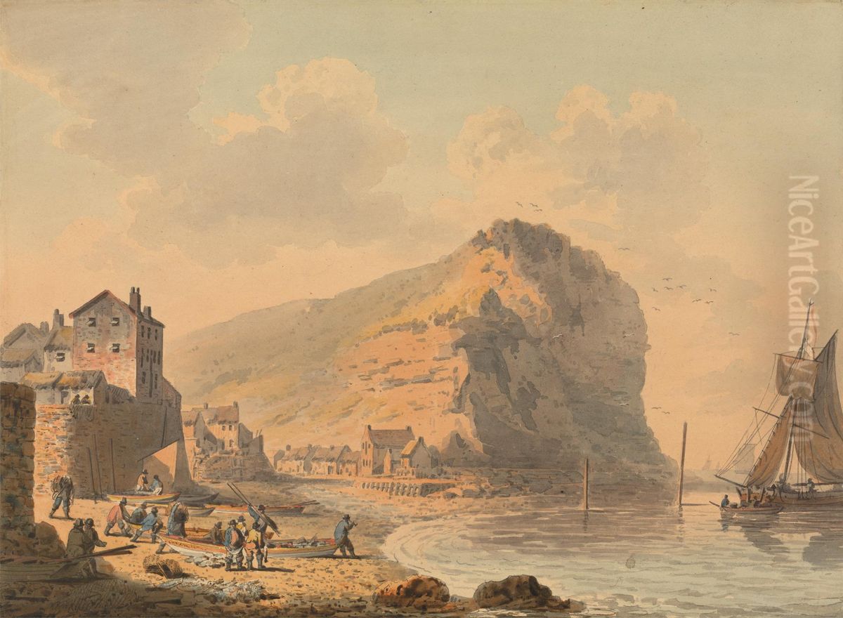 Staithes, Yorkshire Oil Painting by Francis Nicholson