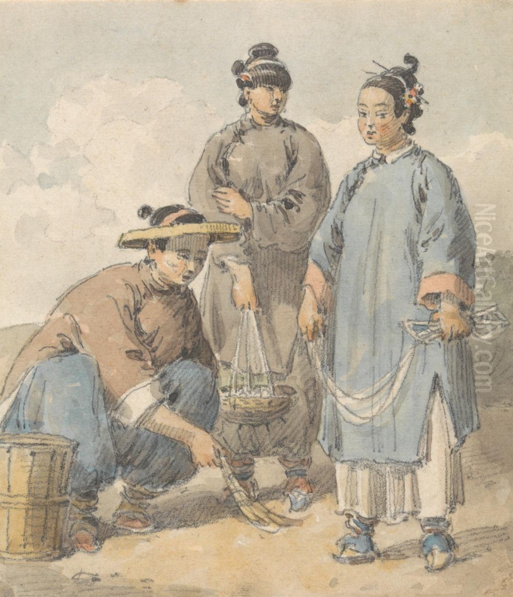 Three Chinese Women Street Vendors Oil Painting by William Alexander Three Chinese Women Street Vendors Oil Painting by William Alexander