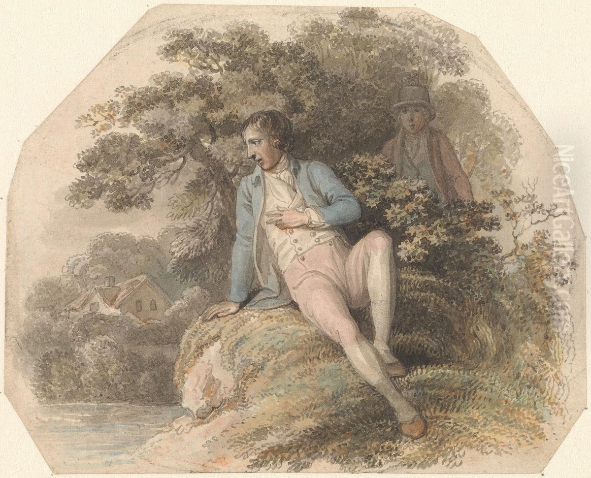 Figure in a Landscape Oil Painting by Luke Clennell