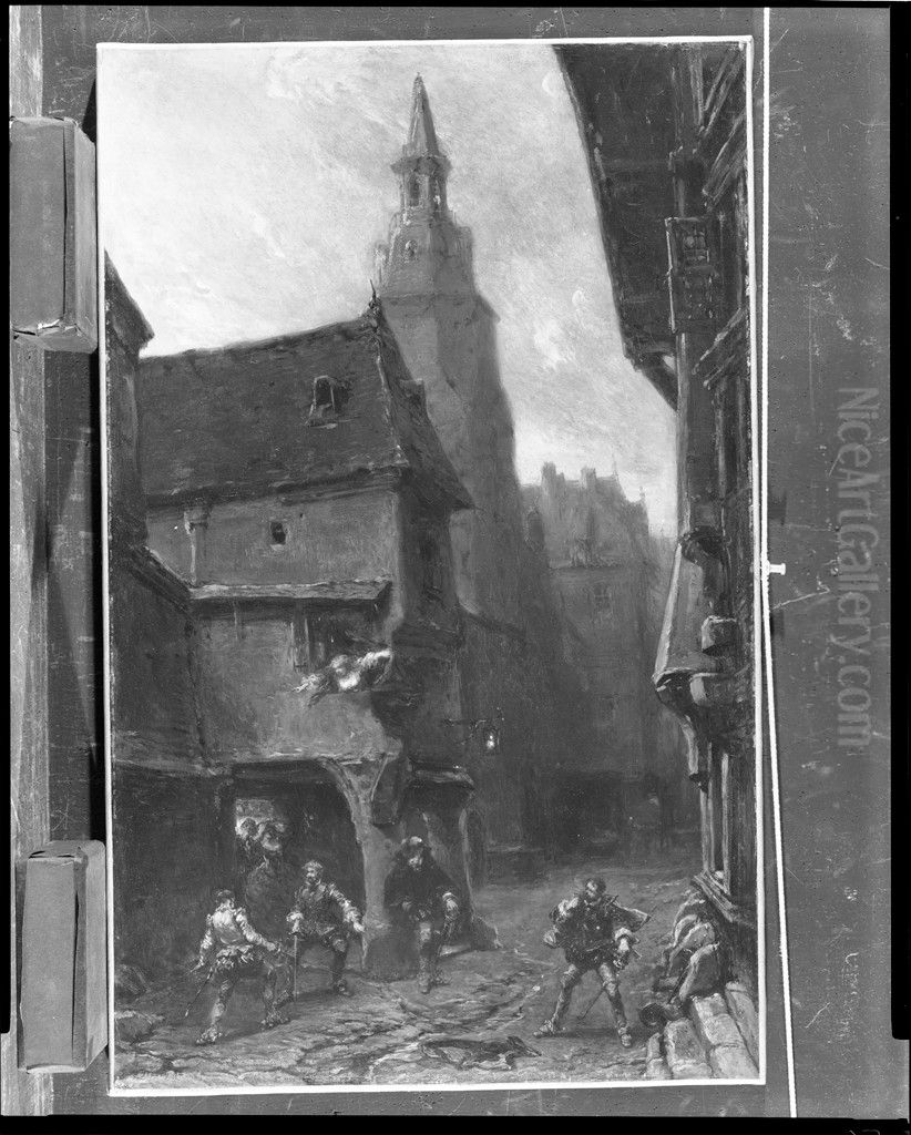 The Duel Oil Painting by Eugene Isabey