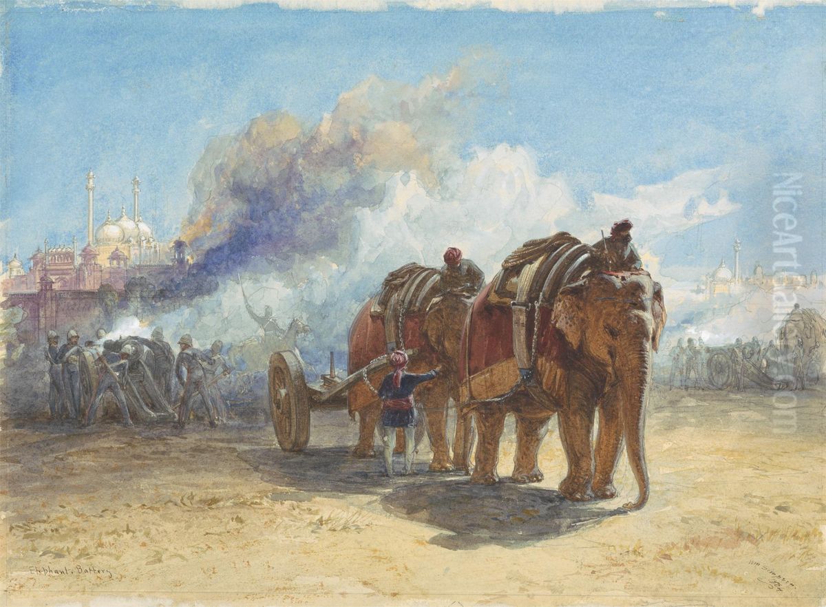 Elephant Battery Oil Painting by William Simpson