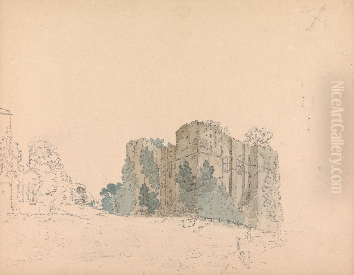 Mettingham Castle Oil Painting by Thomas Girtin