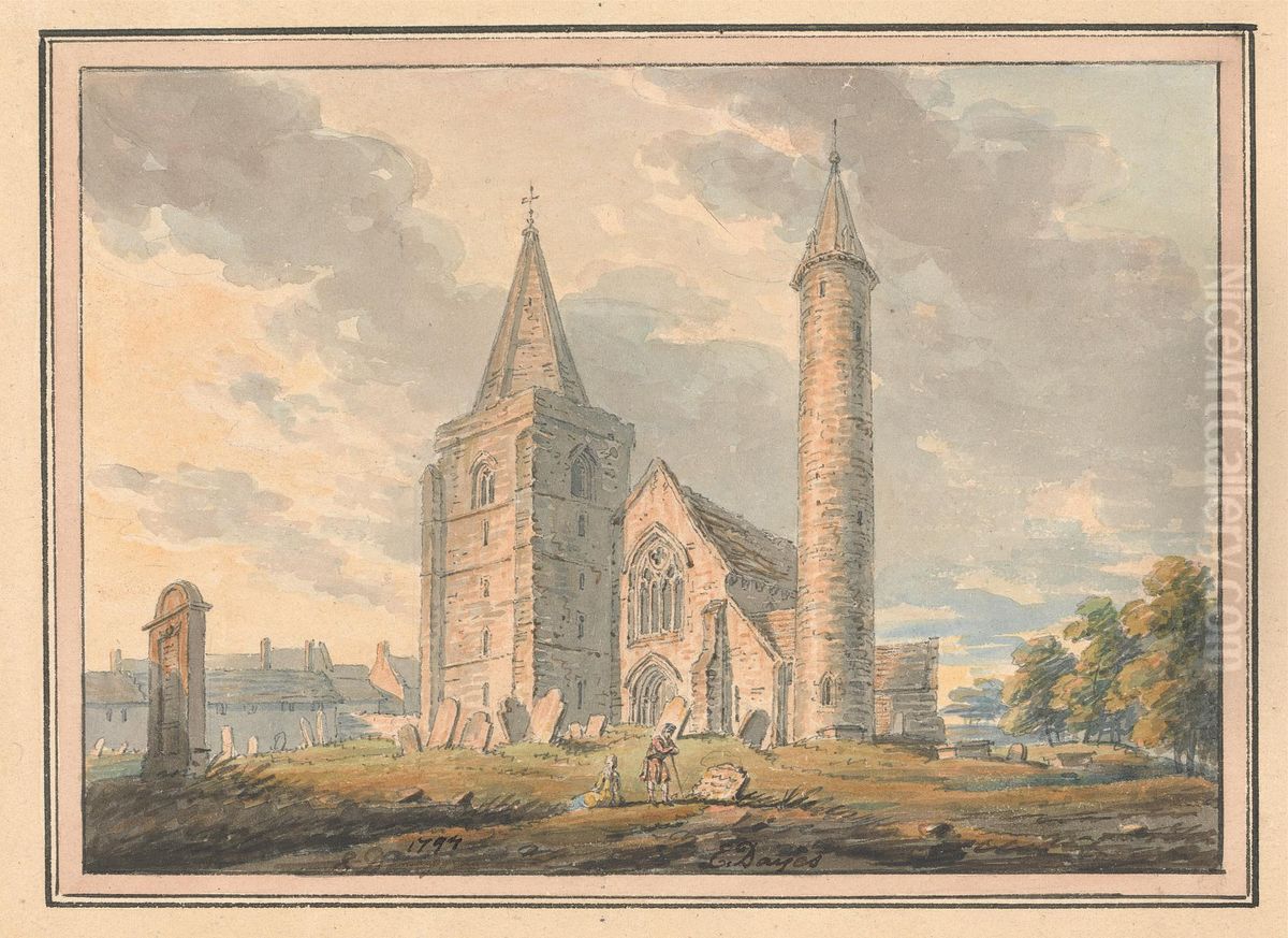 Brechin Cathedral and round tower, Forfarshire, Scotland Oil Painting by Edward Dayes