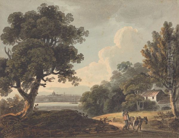 Landscape with a Distant View of London Oil Painting by John Henry Campbell