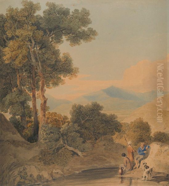 Landscape with figures Oil Painting by William Havell