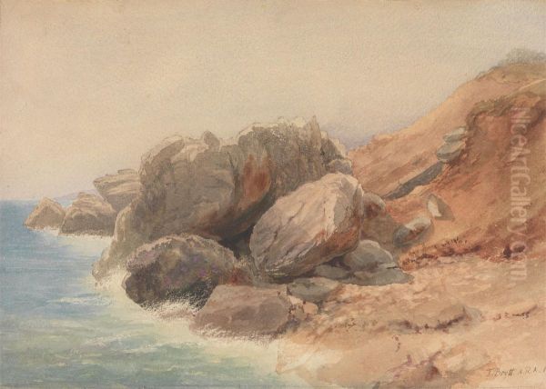 Study of Rocks Oil Painting by John Brett