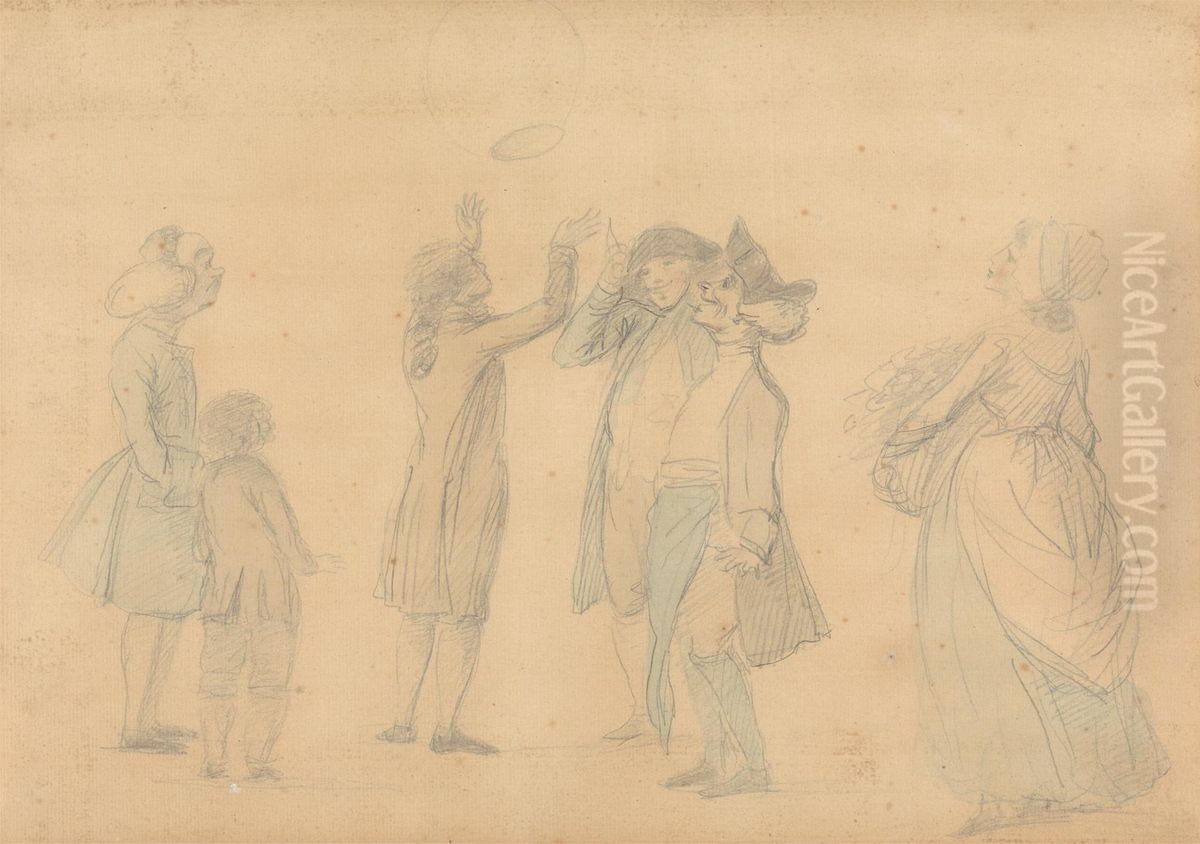 The Balloon Oil Painting by Henry Bunbury