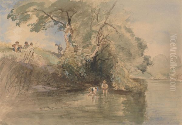 Paddling Oil Painting by William Collins
