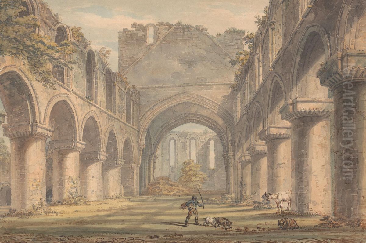 Buildwas Abbey, Shropshire Oil Painting by Edward Dayes