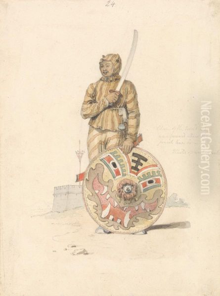 A Chinese Warrior Oil Painting by William Alexander
