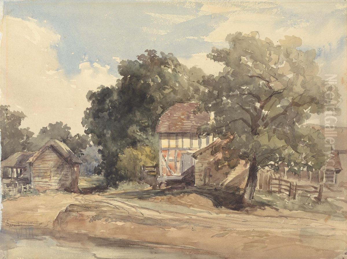 Farm Buildings Oil Painting by William James Muller