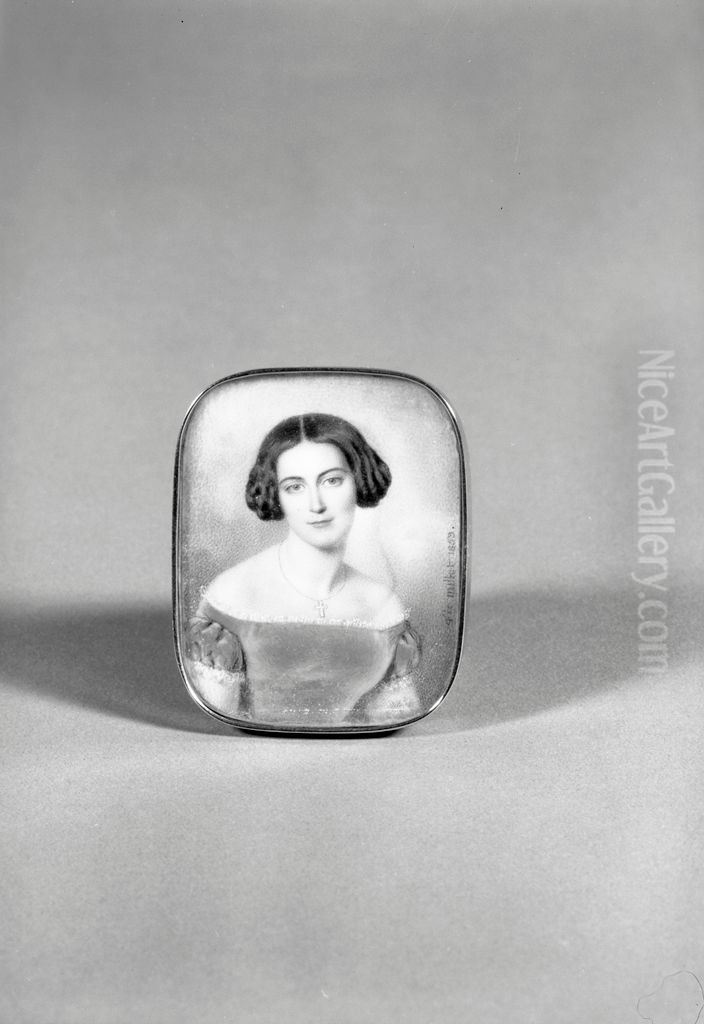 Ellen Brainerd Pike (Mrs. Robert Gordon Pike) (1823-1891) Oil Painting by Frederic Millet