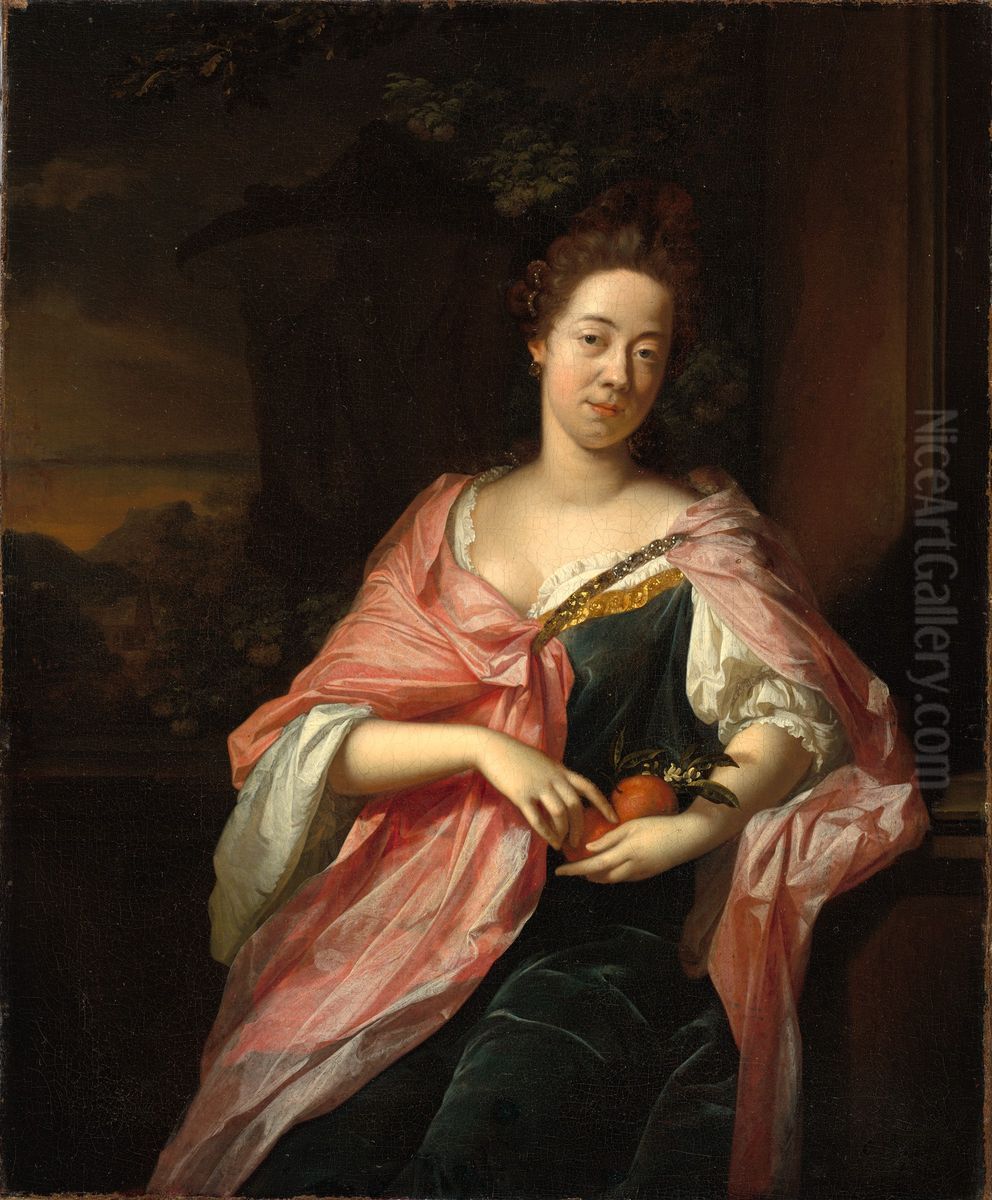 Portrait of the Artist's Wife, Margareta Rees Oil Painting by Adriaen Van Der Werff