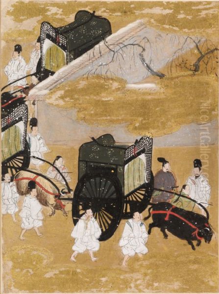 The Perfumed Prince (Niou Miya), Illustration to Chapter 42 of the Tale of Genji (Genji monogatari) Oil Painting by Tosa Mitsunobu
