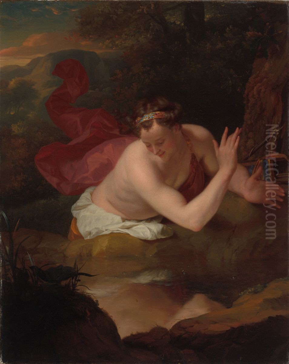 Narcissus Oil Painting by Godfried Schalcken
