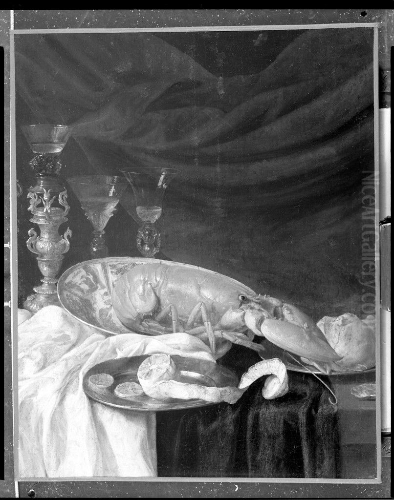 Still Life with Lobster Oil Painting by Carstian Luyckx