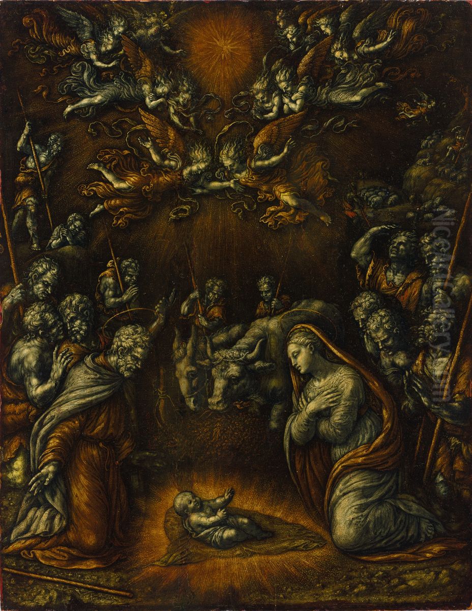 Adoration Oil Painting by Girolamo da Treviso the Younger