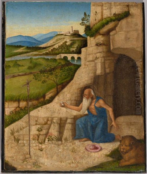 Saint Jerome in a Landscape Oil Painting by Vincenzo Catena