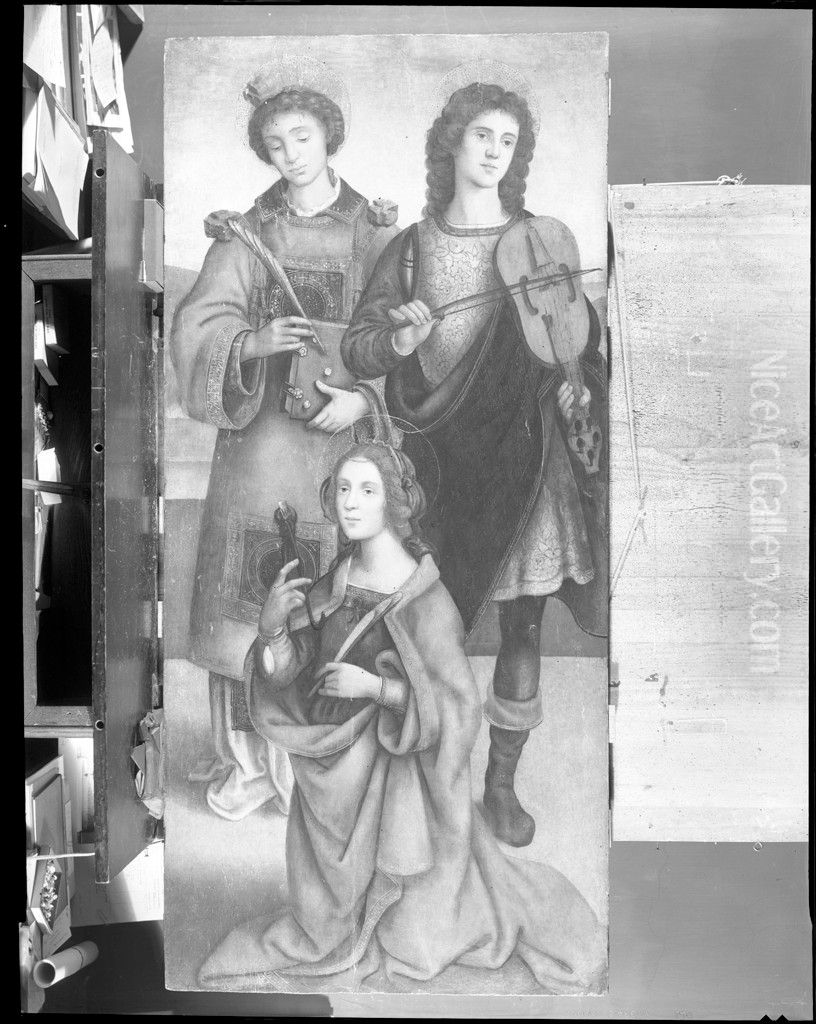 Saints Stephen, Genesio and Apollonia Oil Painting by Raffaellino del Garbo Saints Stephen, Genesio and Apollonia Oil Painting by Raffaellino del Garbo