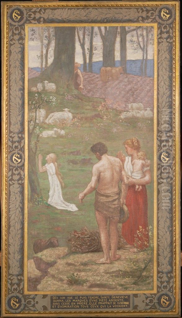 Saint Genevieve as a Child at Prayer Oil Painting by Pierre Puvis de Chavannes