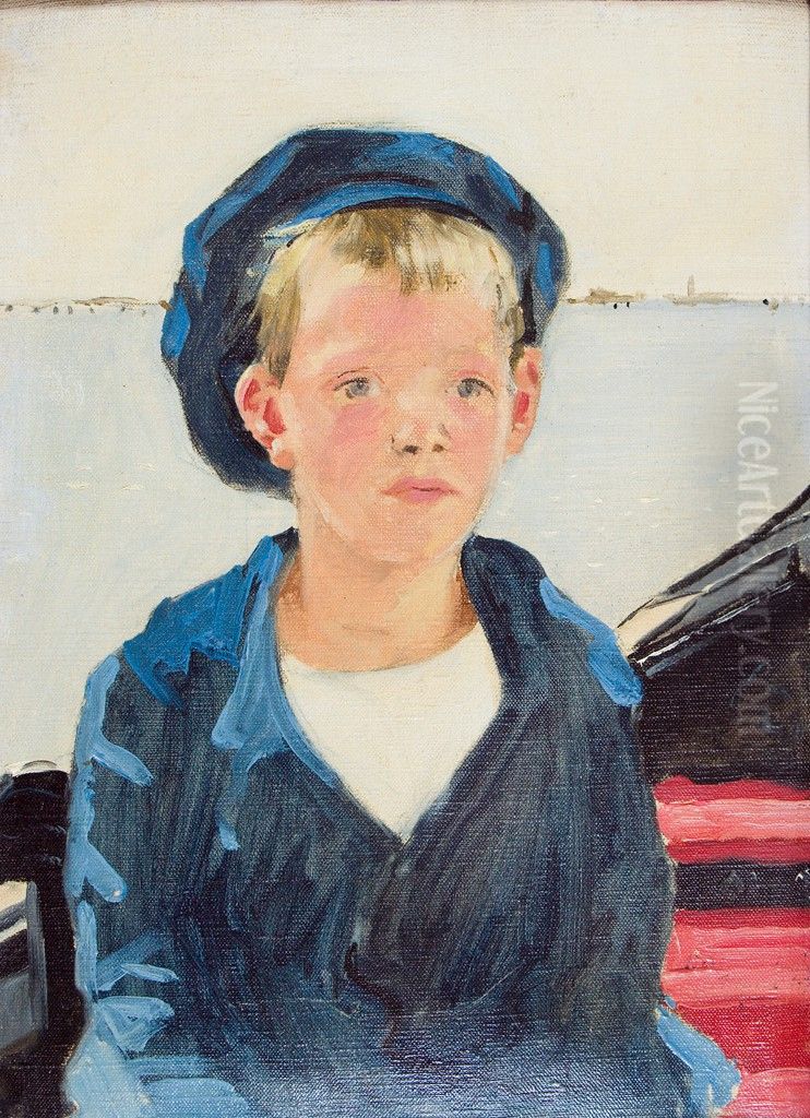 Portrait of a Young Boy in Sailor's Clothes Oil Painting by Denman Ross