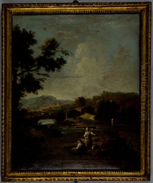 Landscape with Figures Oil Painting by Giuseppe Zais