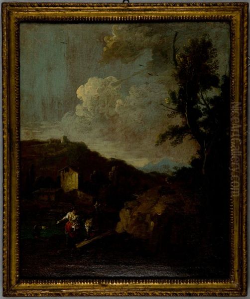 Landscape with Figures Oil Painting by Giuseppe Zais