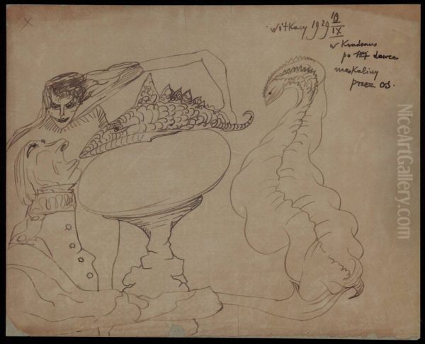 Drawing from a narcotic session with mescaline Oil Painting by Stanislaw Ignacy Witkiewicz (Witkacy)