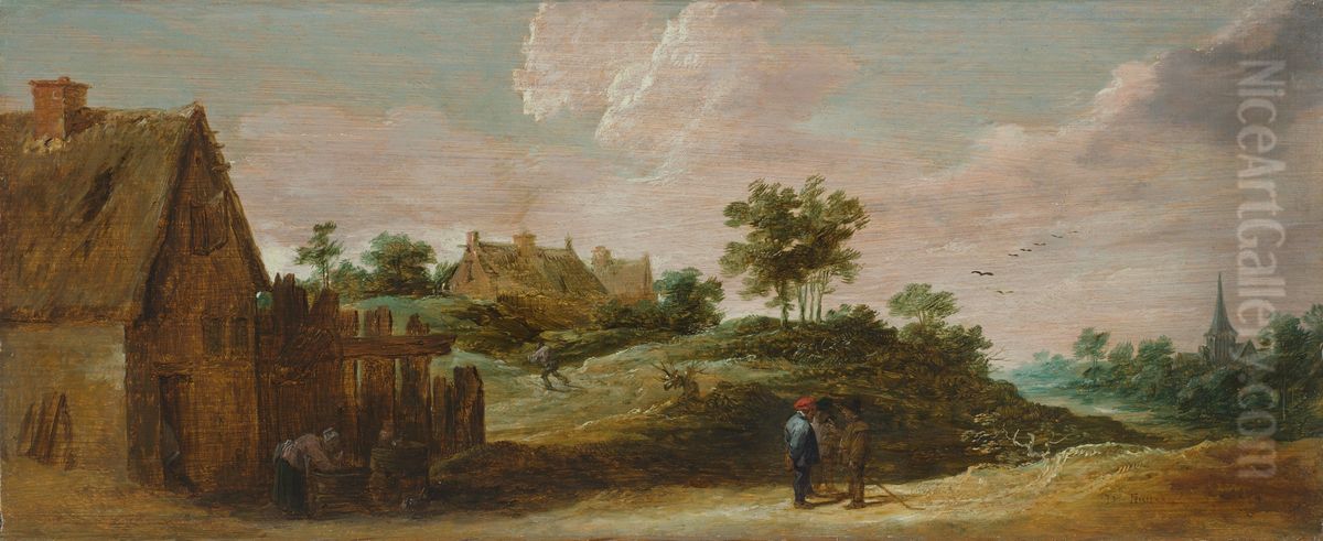 Landscape with Peasants and a Washerwoman Oil Painting by David Teniers the Younger