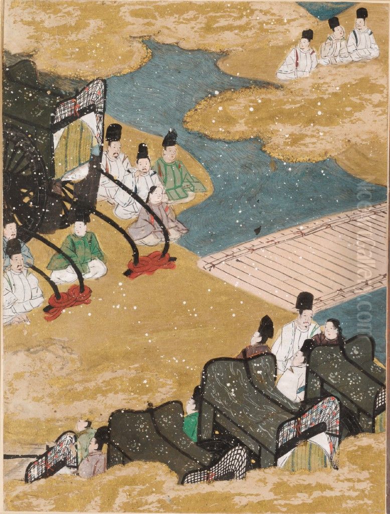 The Imperial Progress (Miyuki), Illustration to Chapter 29 of the Tale of Genji (Genji monogatari) Oil Painting by Tosa Mitsunobu