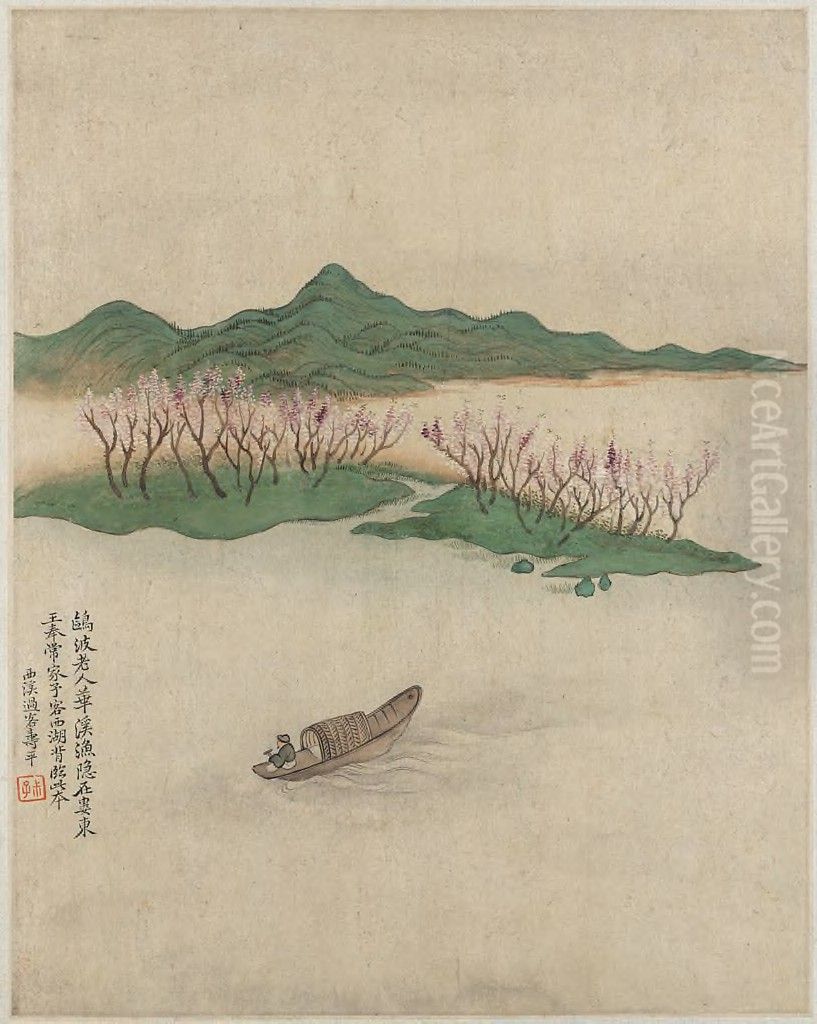 Landscape After Oubo Laoren (Zhao Mengfu, 1254-1322) Oil Painting by Yun Shouping