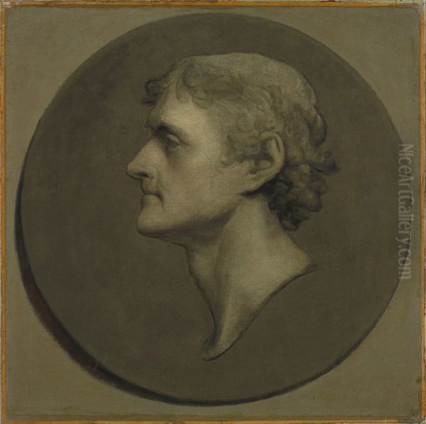Thomas Jefferson (1743-1826) (The Medallion Portrait) Oil Painting by Gilbert Stuart