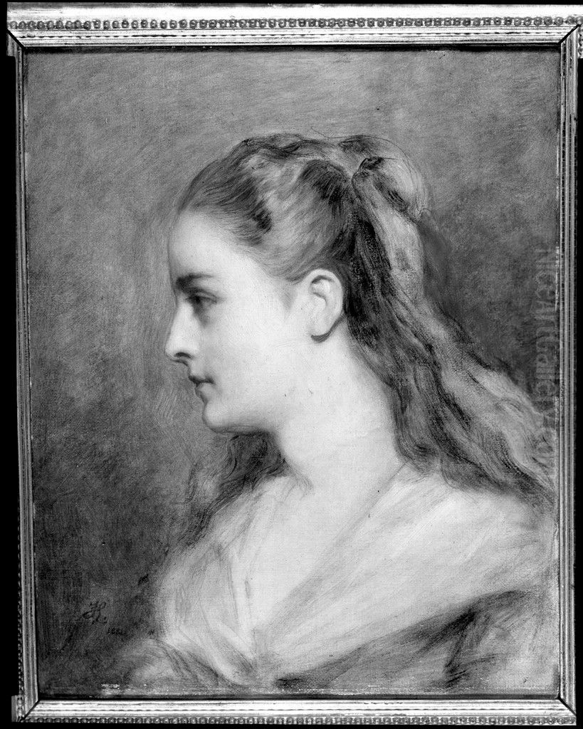 Portrait of a Young Woman in Profile Oil Painting by Lord Frederick Leighton