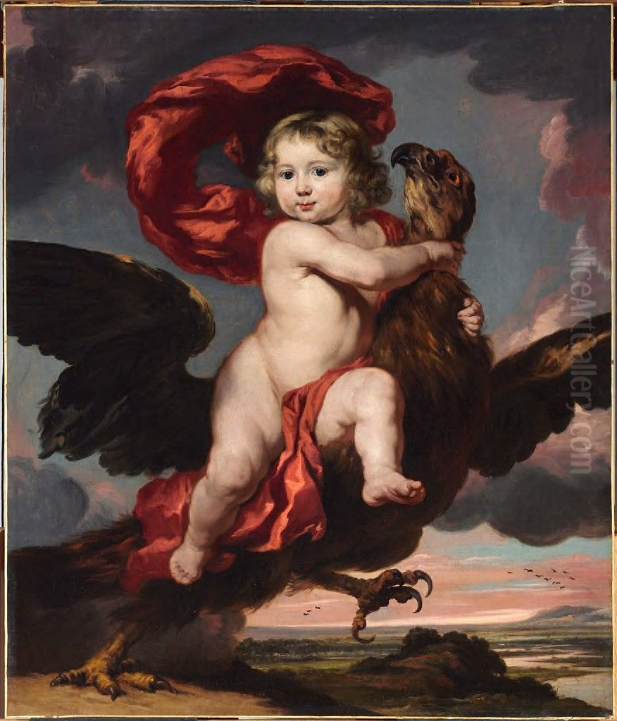 Portret van mogelijk George de Vicq, als Ganymedes Oil Painting by Nicolaes Maes