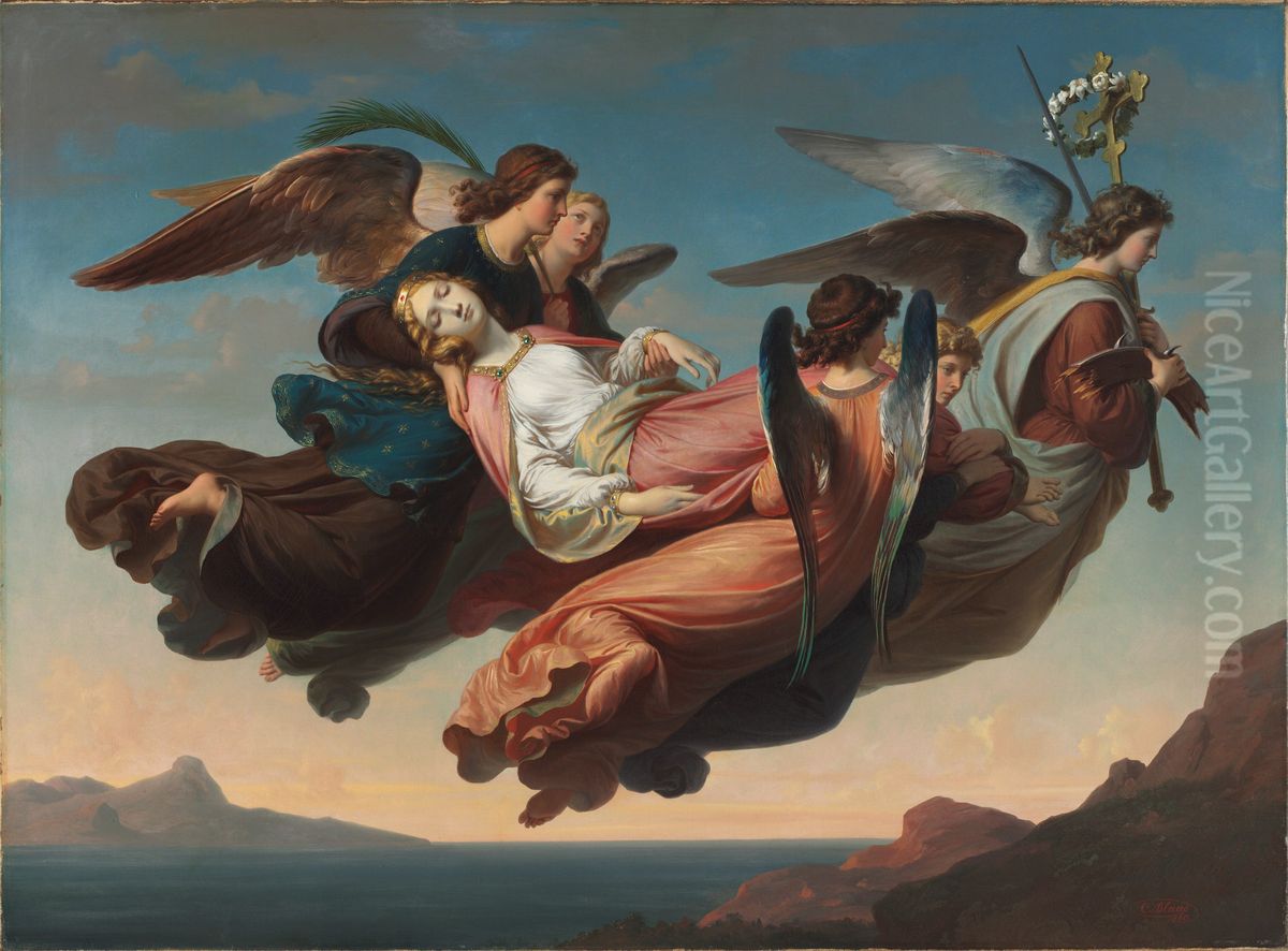 The Miraculous Translation of the Body of Saint Catherine of Alexandria to Sinai Oil Painting by Karl von Blaas