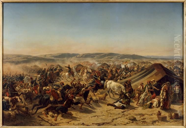 Prise de la Smalah d'Abd-el-Kader le 16 mai 1943 Oil Painting by Hippolyte Bellange