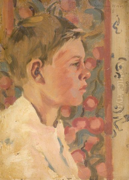 Profile Portrait of a Boy Oil Painting by Denman Ross