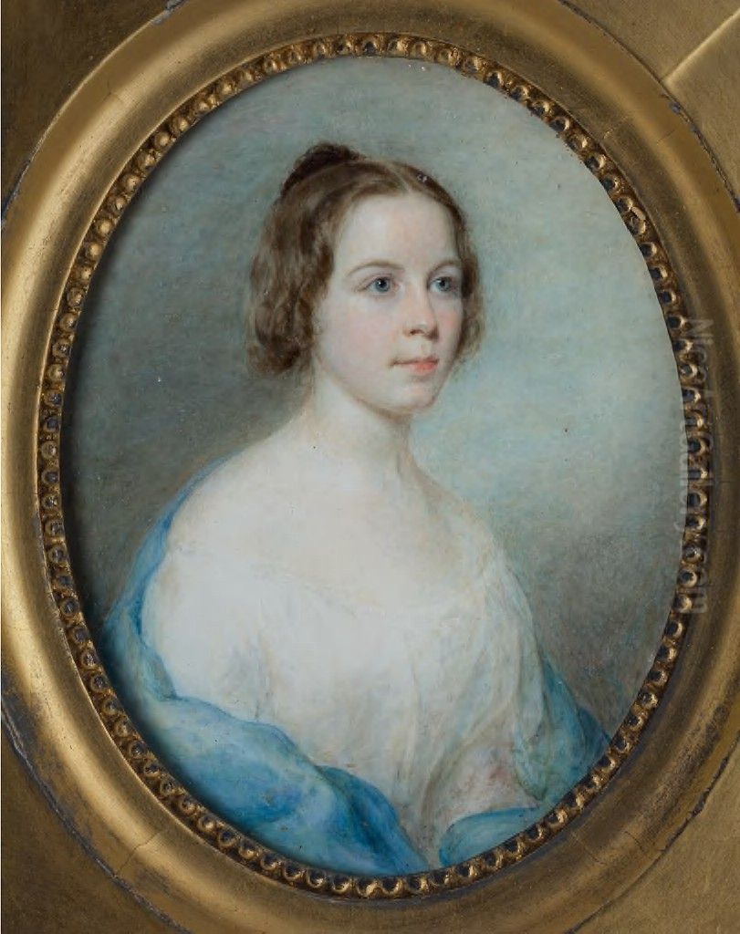 Hannah Crocker Bowles Wolff (Mrs. Phillip Wolff) (1827-1872) Oil Painting by Richard Morrell Staigg