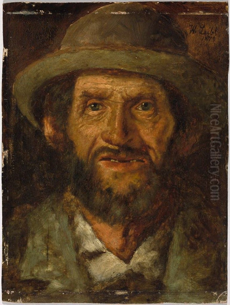 Head of a Man Oil Painting by Wilhelm Leibl