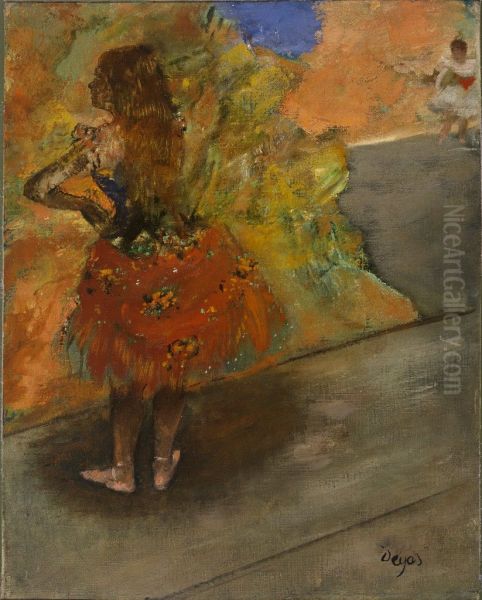 Danseuse: jupe rouge Oil Painting by Edgar Degas