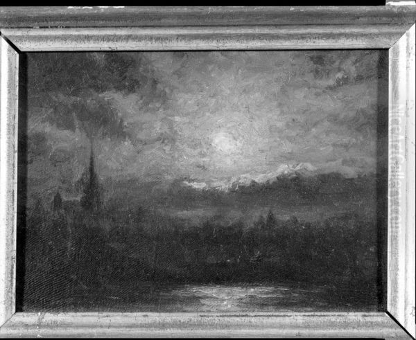 City View with Moon Oil Painting by Ralph Albert Blakelock