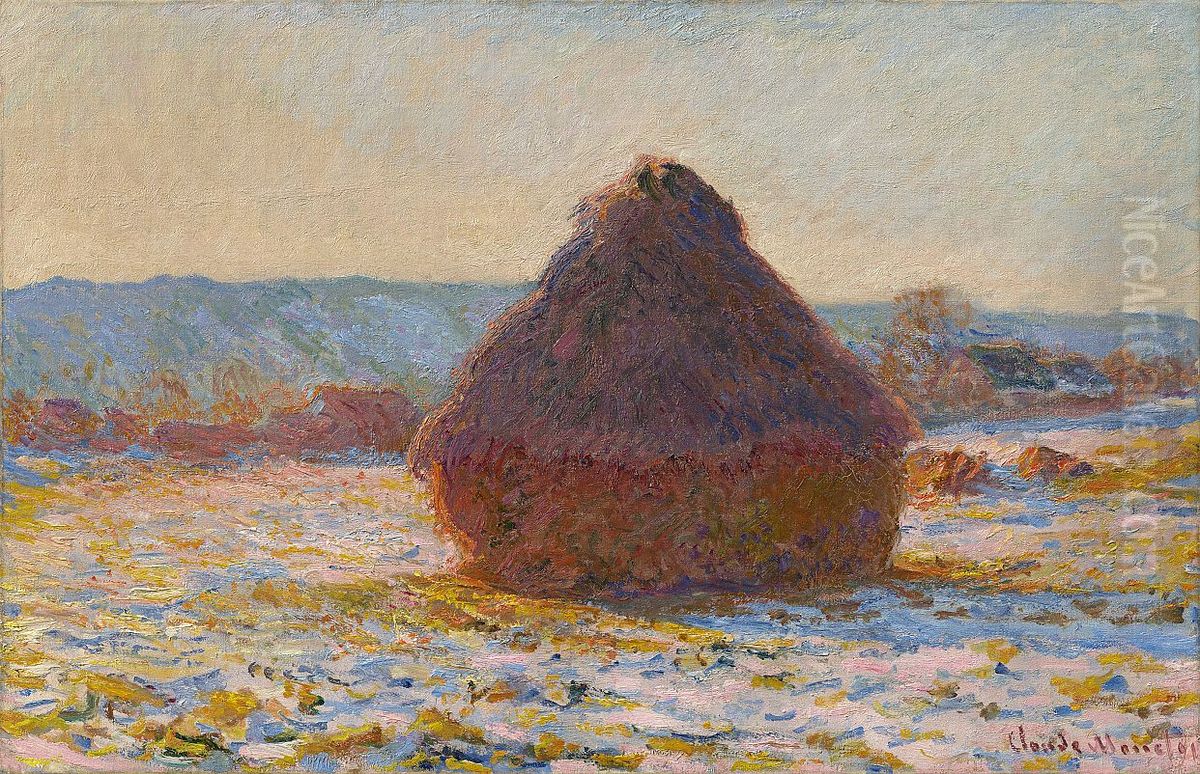 Verschneiter Getreideschober in der Sonne, 1891 Oil Painting by Claude Oscar Monet Verschneiter Getreideschober in der Sonne, 1891 Oil Painting by Claude Oscar Monet