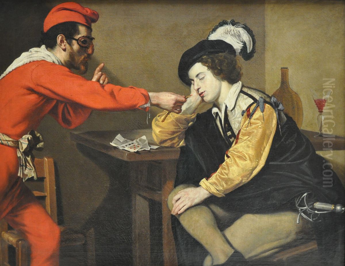 Sleeper waked up with a candlestick Oil Painting by Nicolas Regnier