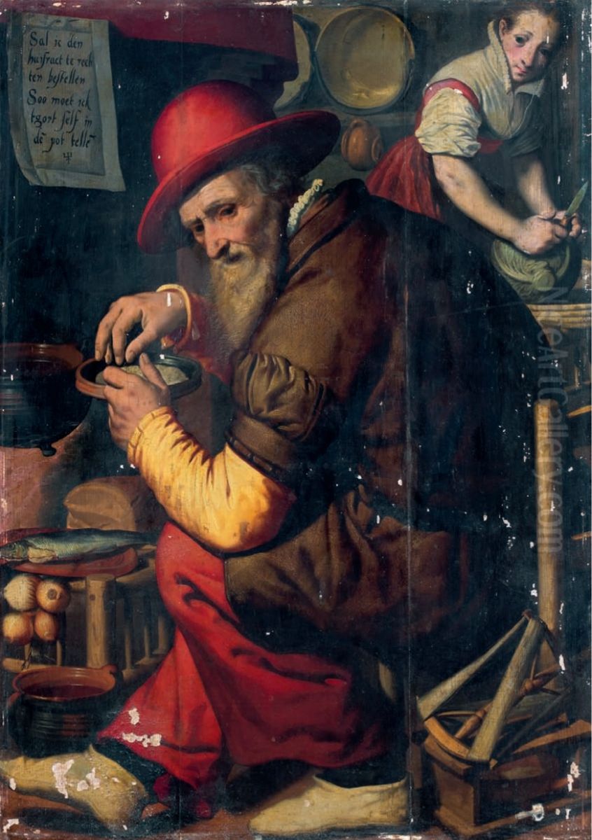 De gortenteller, Le Compteur de grains d'orge Oil Painting by Pieter Pietersz the Elder