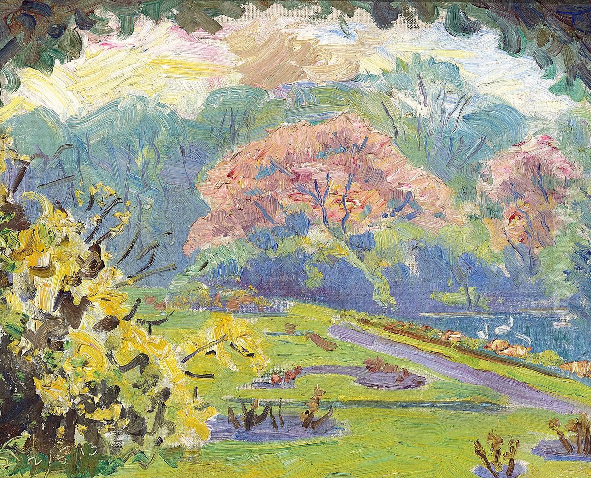 Fra min Have ved Rosenborg i Kobenhavn. Oil Painting by Laurits Tuxen