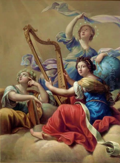 Calliope, Urania and Terpsichore Oil Painting by Pierre Mignard I