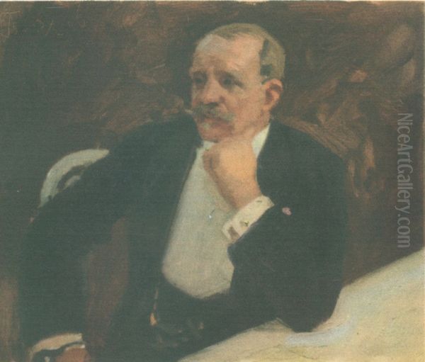 Emil Hjort skitse Oil Painting by Laurits Tuxen